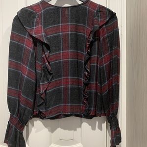 Zara plaid flannel ruffles shirt